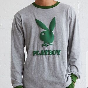 Pacsun Playboy Gray and Green Long Sleeve Shirt